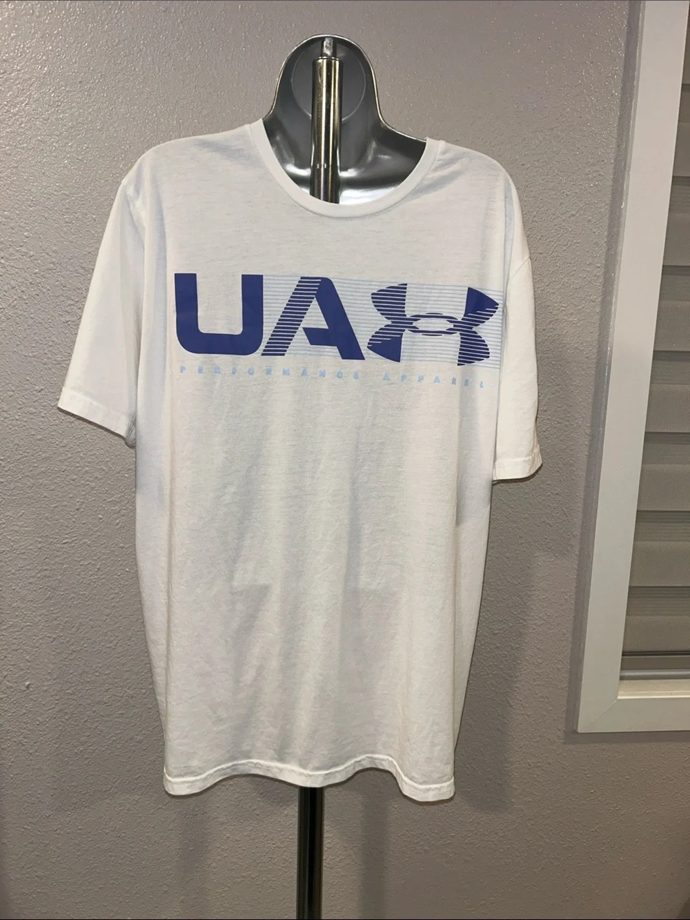 Under Armour White T-Shirt with Periwinkle Logo